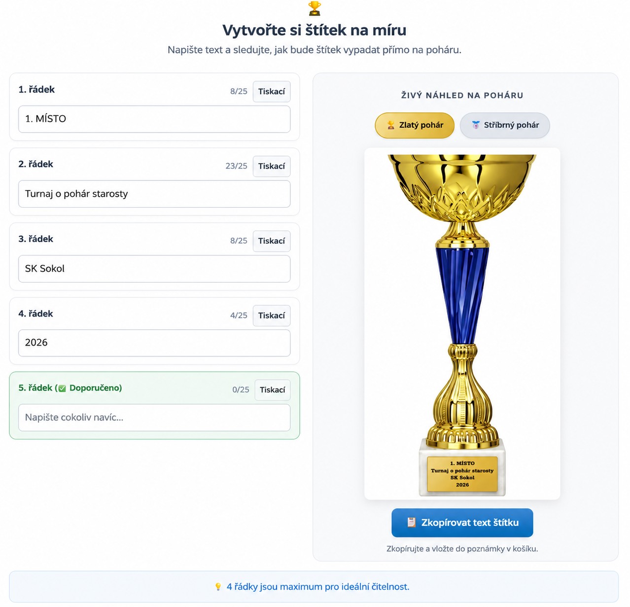 Vytvořte si štítek na míru - náhled nástroje